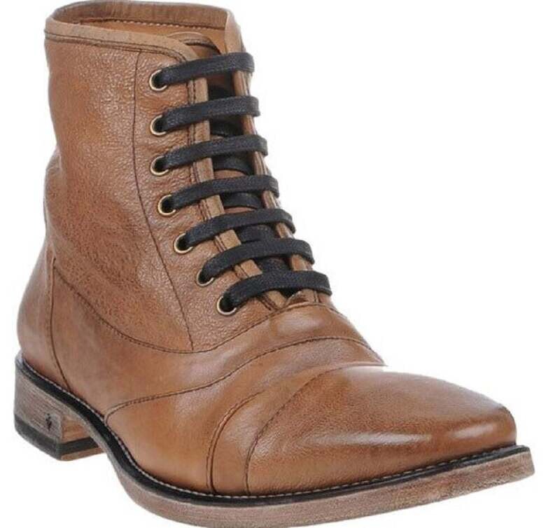 John Varvatos Tan Leather Lace-up Boots, 7M