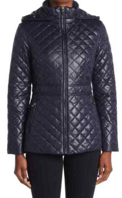 Kate Spade Navy Quilted Coat w/Hood