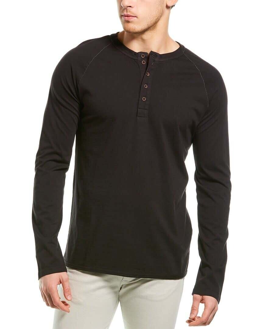 M.Singer Mens Raglan Henley, XXL, Black