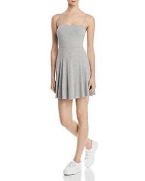 AQUA Grey Ribbed Cami Dress