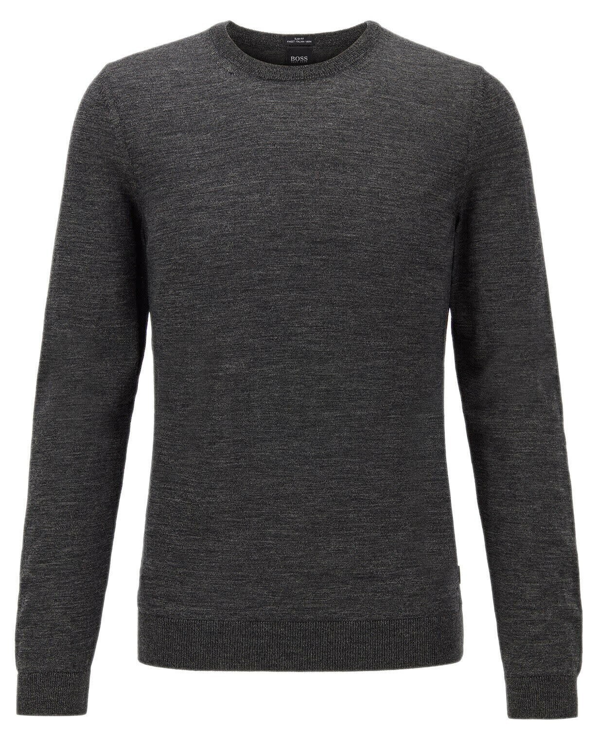 Hugo Boss Grey Merino Wool Slim Fit Sweater, Size: 2XL