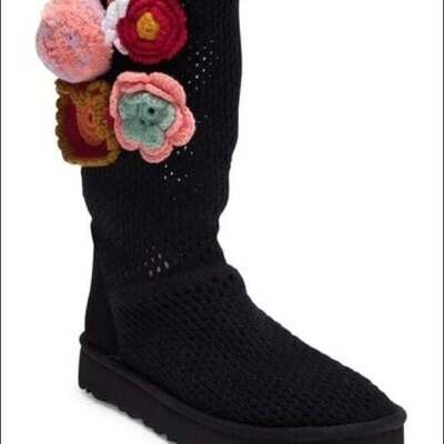 UGG Black Crochet Boots, 8