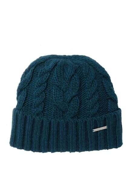 Michael Kors Teal Cable Knit Cuff Hat