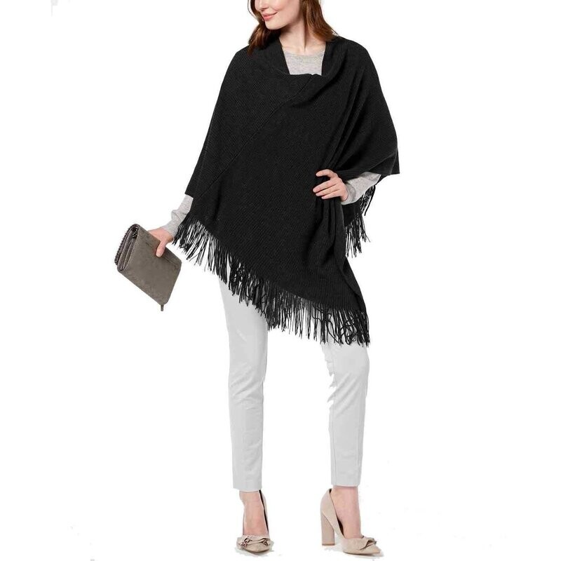 Cejon Black Fringe Wrap, OS