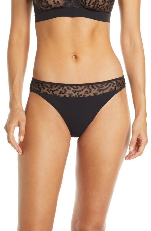Jason Wu Satin Dot Embroidered Panties In Black 