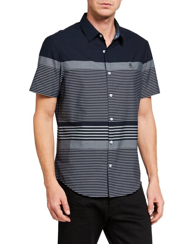 Original Penguin Men&#39;s Navy Stripe Shirt