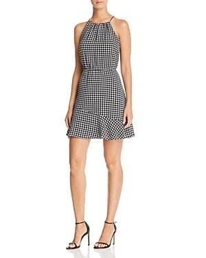 AQUA Houndstooth Flounce Dress, Large