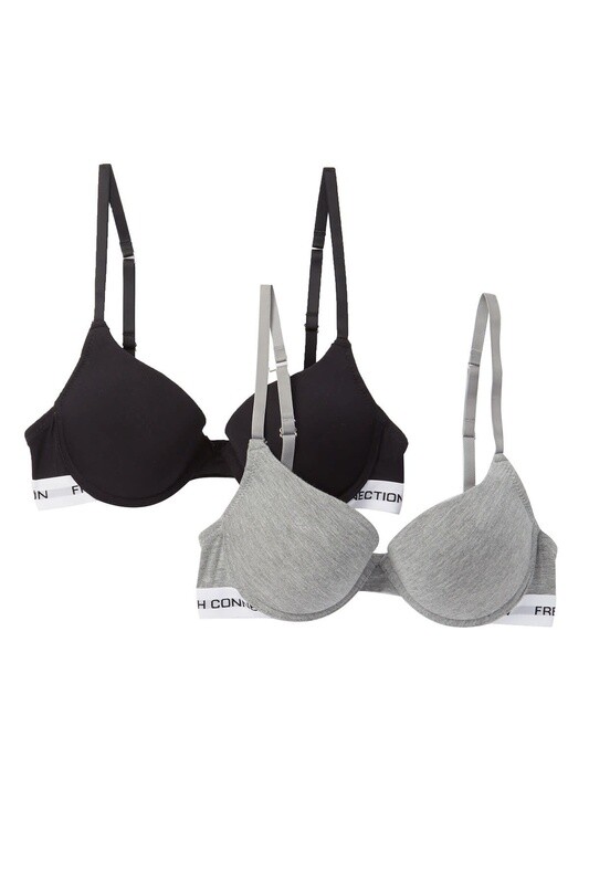 French Connection 2Pk Padded Push-Up Bra, 34D