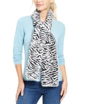 DKNY Women&#39;s Fuzzy Zebra Print Scarf