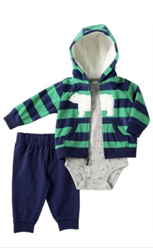 Carter’s Boys Polar Bear 3 Pc Hoodie/Pants Set