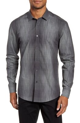 Men&#39;s Vince Camuto Slim Fit Abstract Check Button-up Shirt, Size Small - Grey