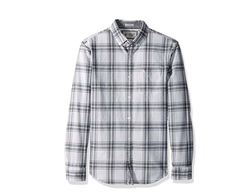 Original Penguin Men&#39;s Plaid Long Sleeve Shirt, XL