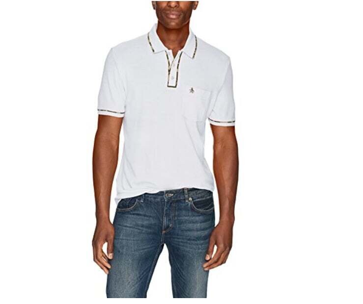 Original Penguin Men&#39;s White Polo w/ Camo Trim, M