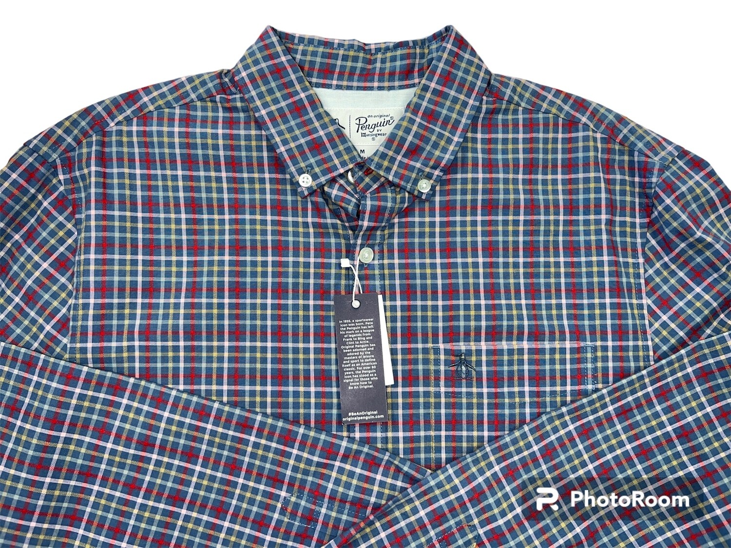 Original Penguin Men&#39;s Heather Plaid Shirt, Size: L