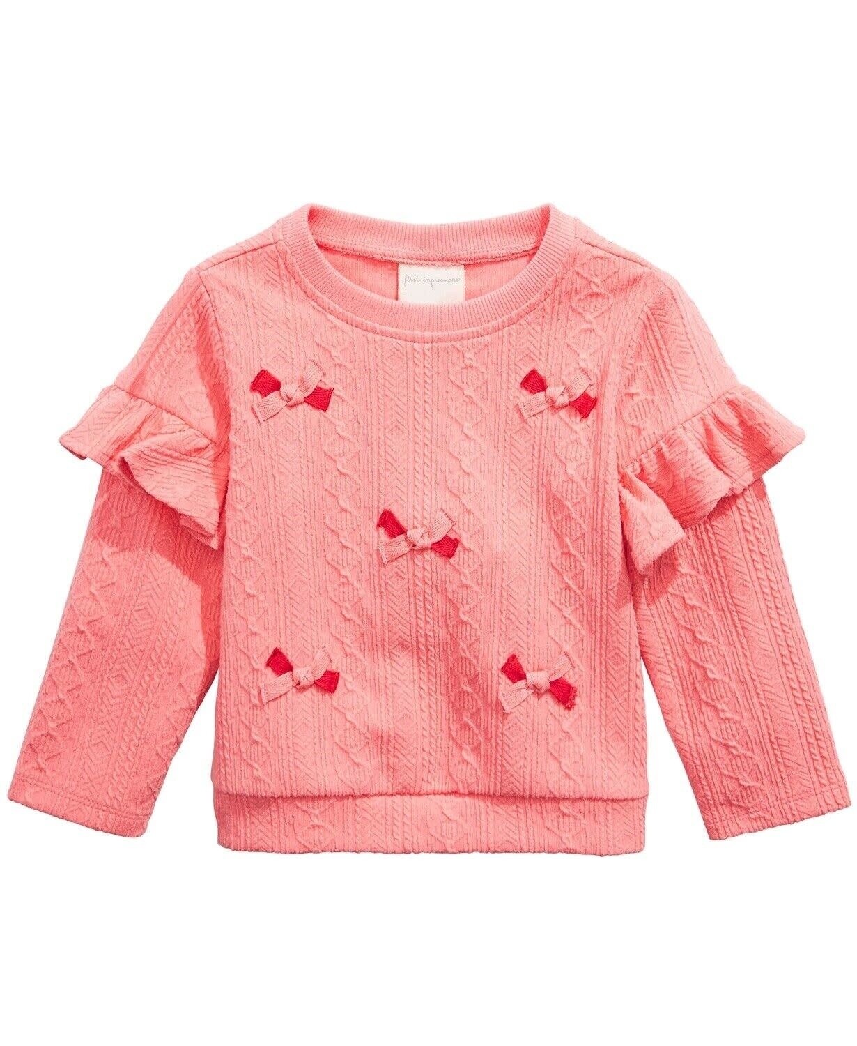 First Impressions Girls Bow Applique Sweatshirt Pink Size 3/6m