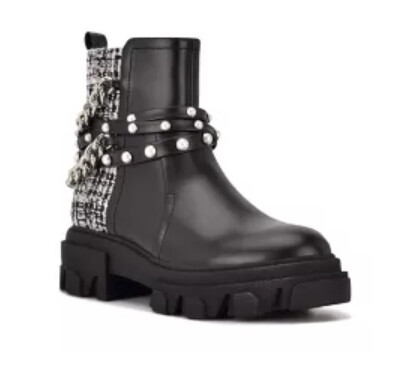 Nine West Black Lug Sole Booties, 6.5