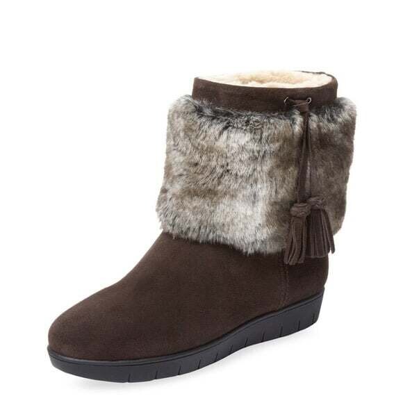 Aquatalia Brown Suede Faux Fur Boots