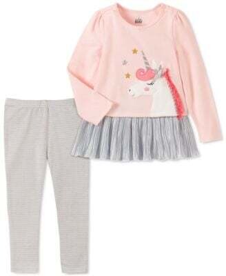 Kids Headquarters 2Pc Pink/Silver Unicorn Top with Leggings, 18m