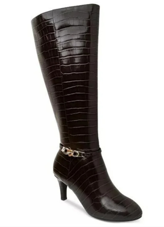 Karen Scott Women&#39;s Brown Croc Print Boots, 9.5