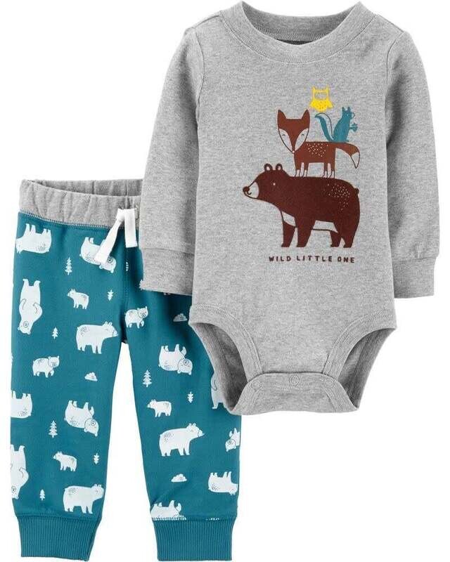 Carter&#39;s 2Pc Woodland Creatures Bodysuit Pant Set, 18m