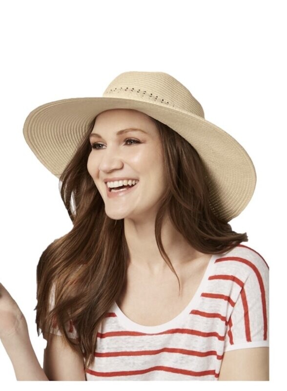 Nine West Packable Floppy Hat Natural, OS