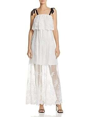 AQUA White Lace Maxi Dress, Small