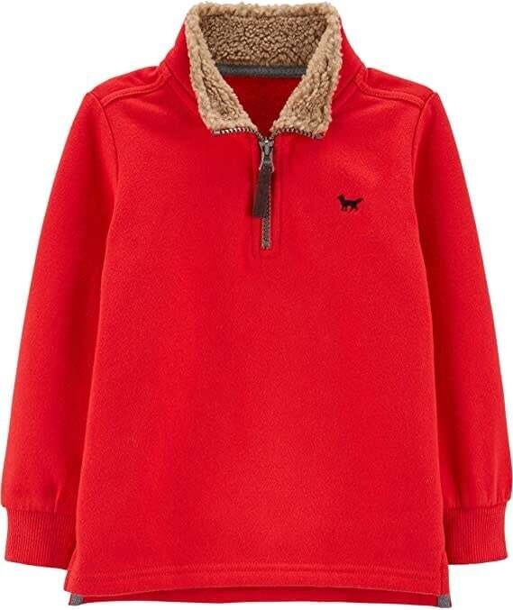 Carter&#39;s Half-Zip Pullover Red Sweater with Faux Collar, 2T