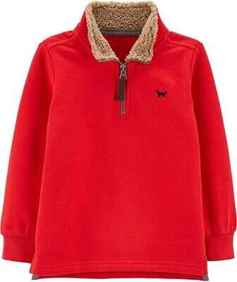 Carter's Half-Zip Pullover Red Sweater with Faux Collar, 2T