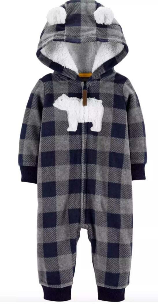 Carters Plaid Polar Bear Onesie, 24m