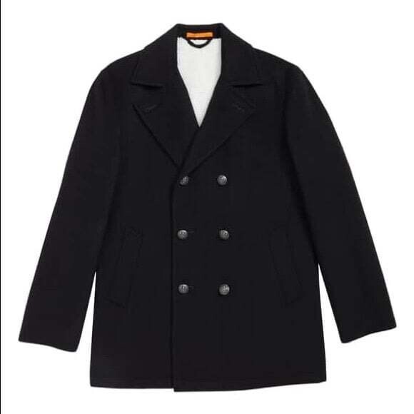 Tallia Mens Black Wool Blend Peacoat - Large