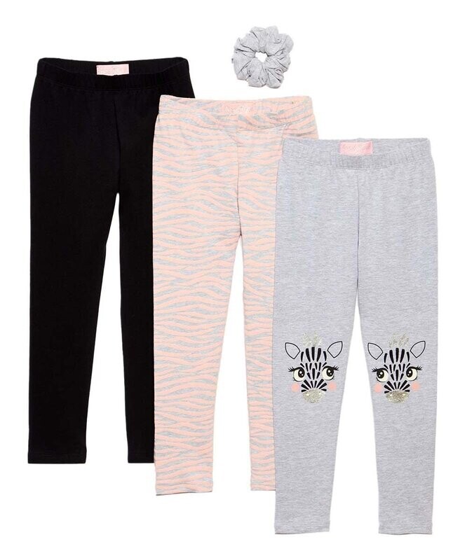 Freestyle Revolution | Light Pink &amp; Gray Zebra Leggings Set Size 7, 3Pk