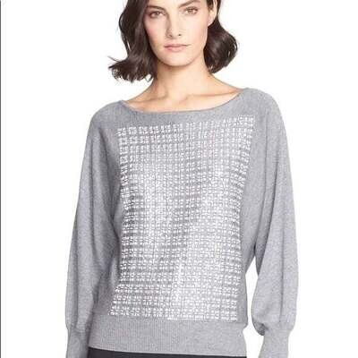St. John Grey Cashmere Sweater, XL