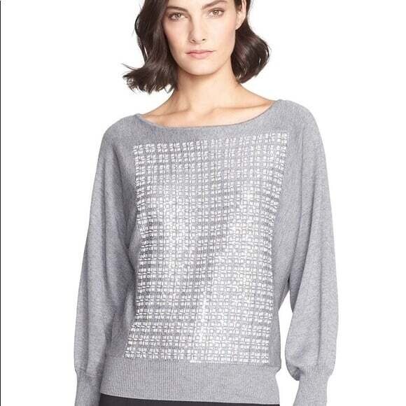 St. John Grey Cashmere Sweater, XL