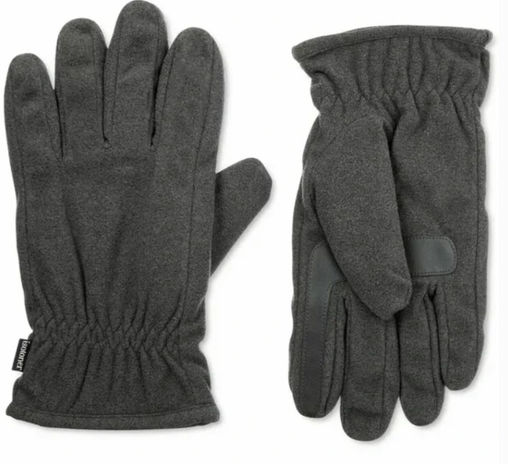 Isotoner Smart Dri Touch Screen Fleece Gloves Gray, L