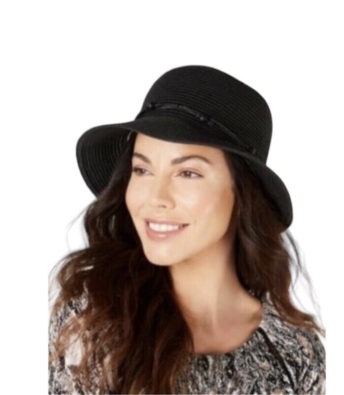 INC International Concepts Black Cloche Summer Hat