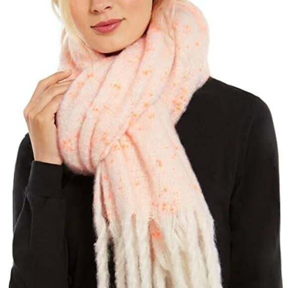 DKNY Speckled Oversize Fringe Scarf