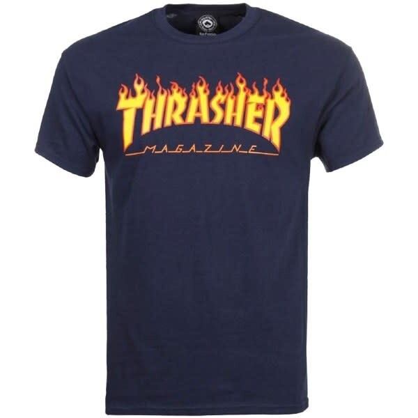 Thrasher Flame Logo T-Shirt Navy