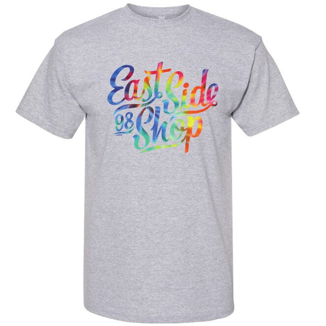 East Side Tie Dye Script T-Shirt Grey
