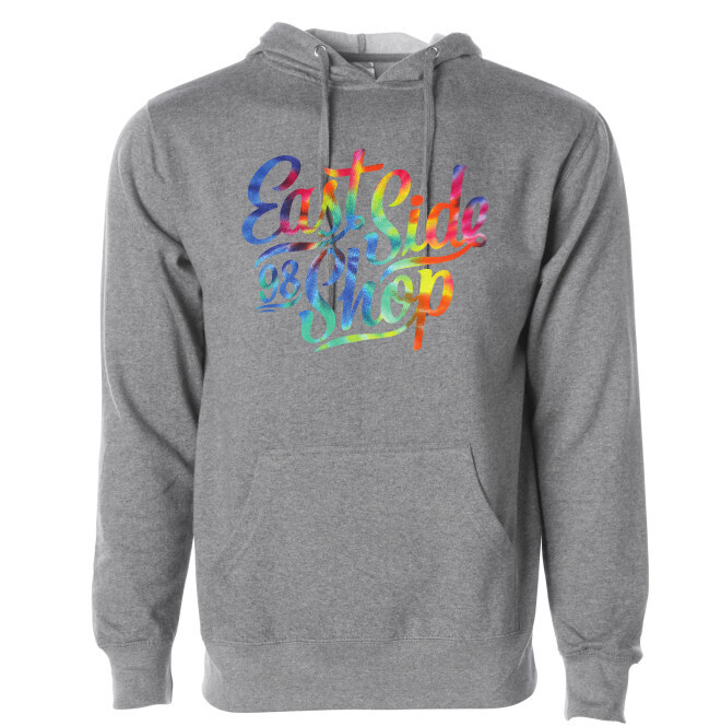 East Side Tie Dye Script Hoody Grey