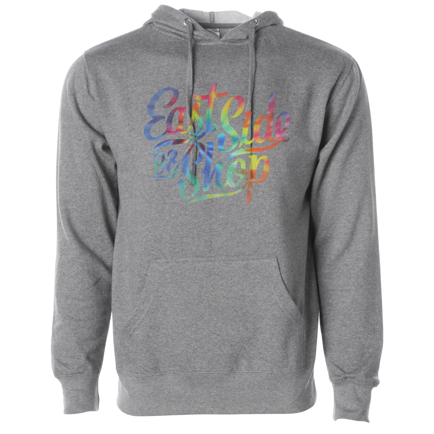 East Side Tie Dye Script Hood Gun Heather