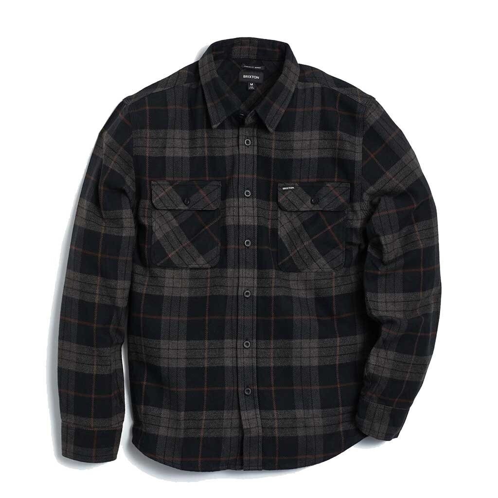 Brixton Bowery LS Flannel Black Charcoal