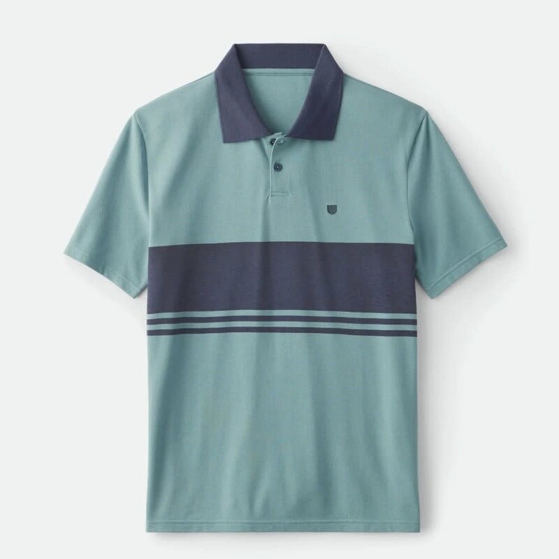 Brixton Shield Stripe SS Polo Ocean Washed Navy