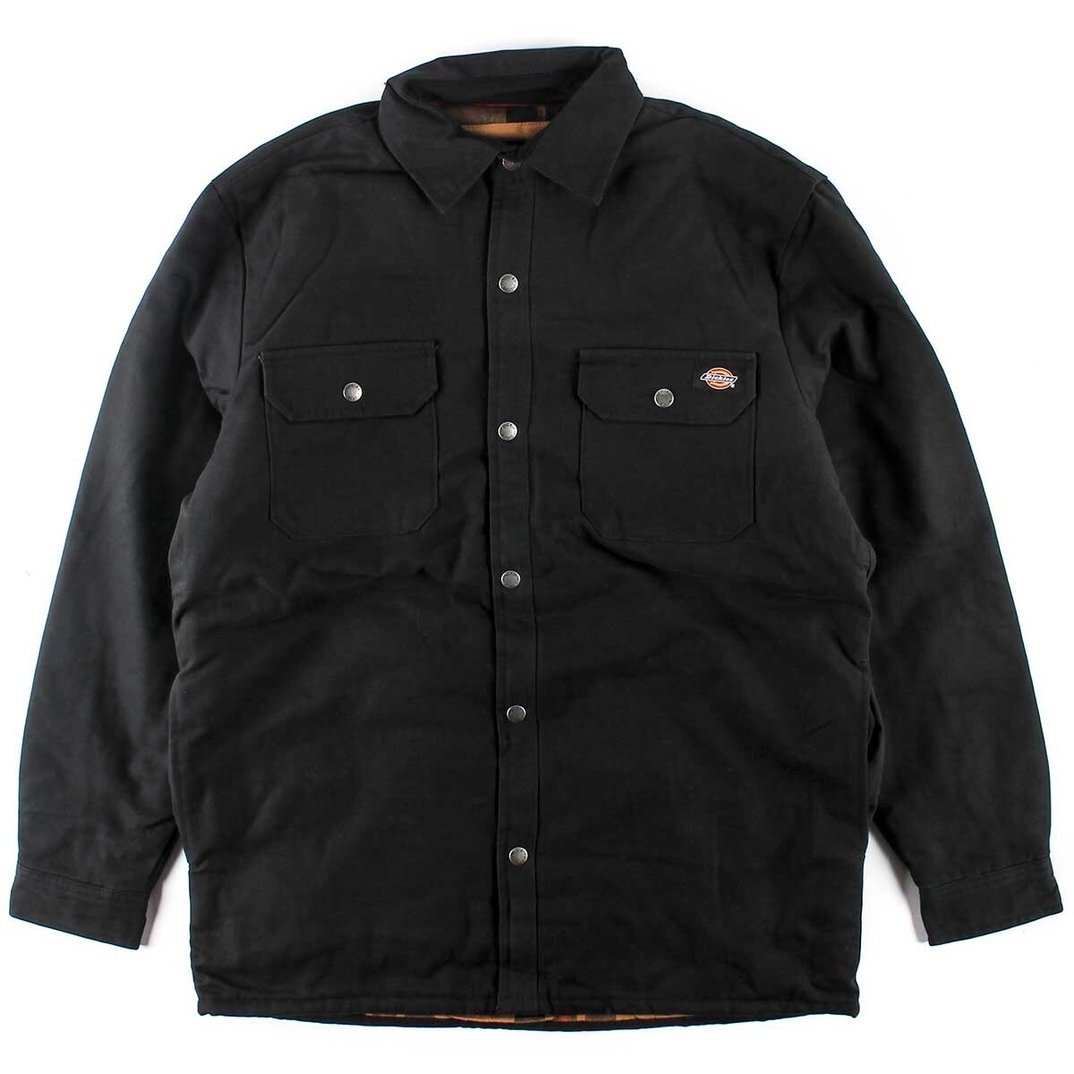 Dickies Flannel Lined Duck Shirt Jacket with Hydroshield, Black