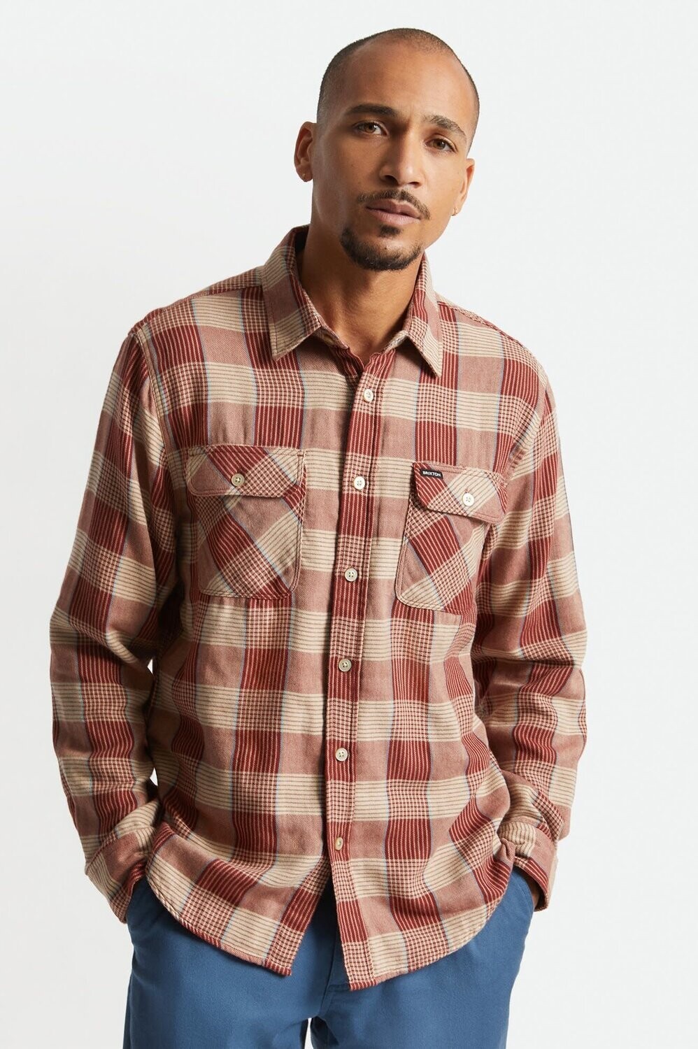 BOWERY SW NP L/S FLANNEL - Vanilla Dark Brick