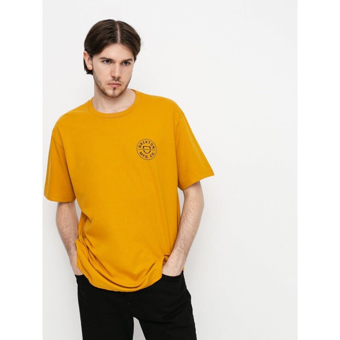Brixton Crest Tee Antique Gold Black