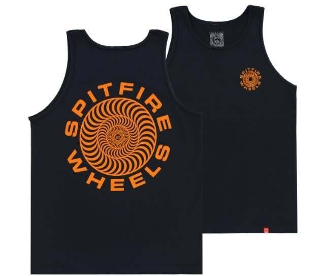 Spitfire CLASSIC 87&#39; SWIRL TANK TOP	NAVY W/ ORANGE PRINTT