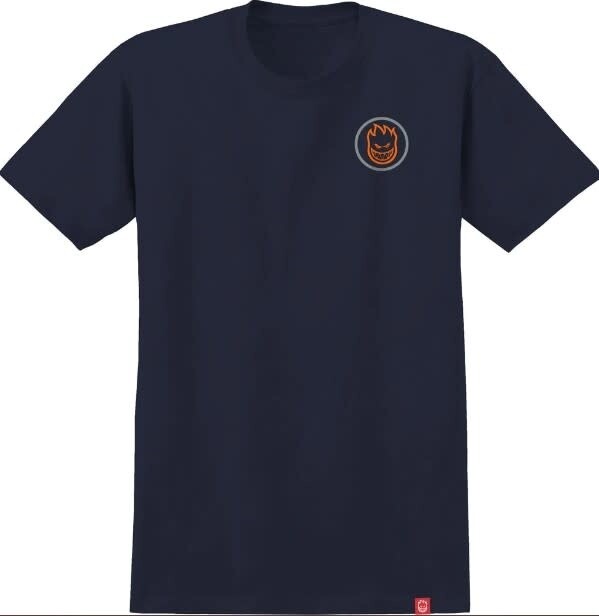 Spitfire Classic Swirl Overlay S/S Tee Midnight Navy Orange &amp; Silver FLECK 