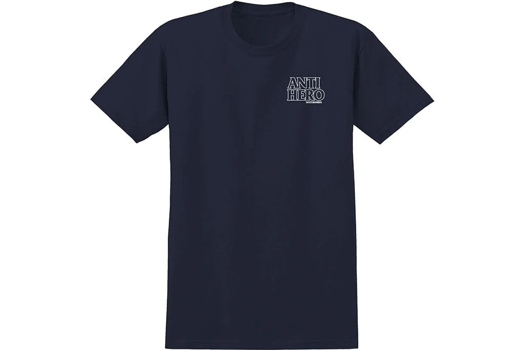 Anti Hero LIL BLACK HERO OUTLINE S/S T-SHIRT	MIDNIGHT NAVY W/ WHITE PRINT