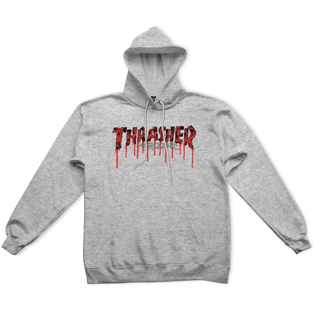 Thrasher Blood Drip Hood Grey Black