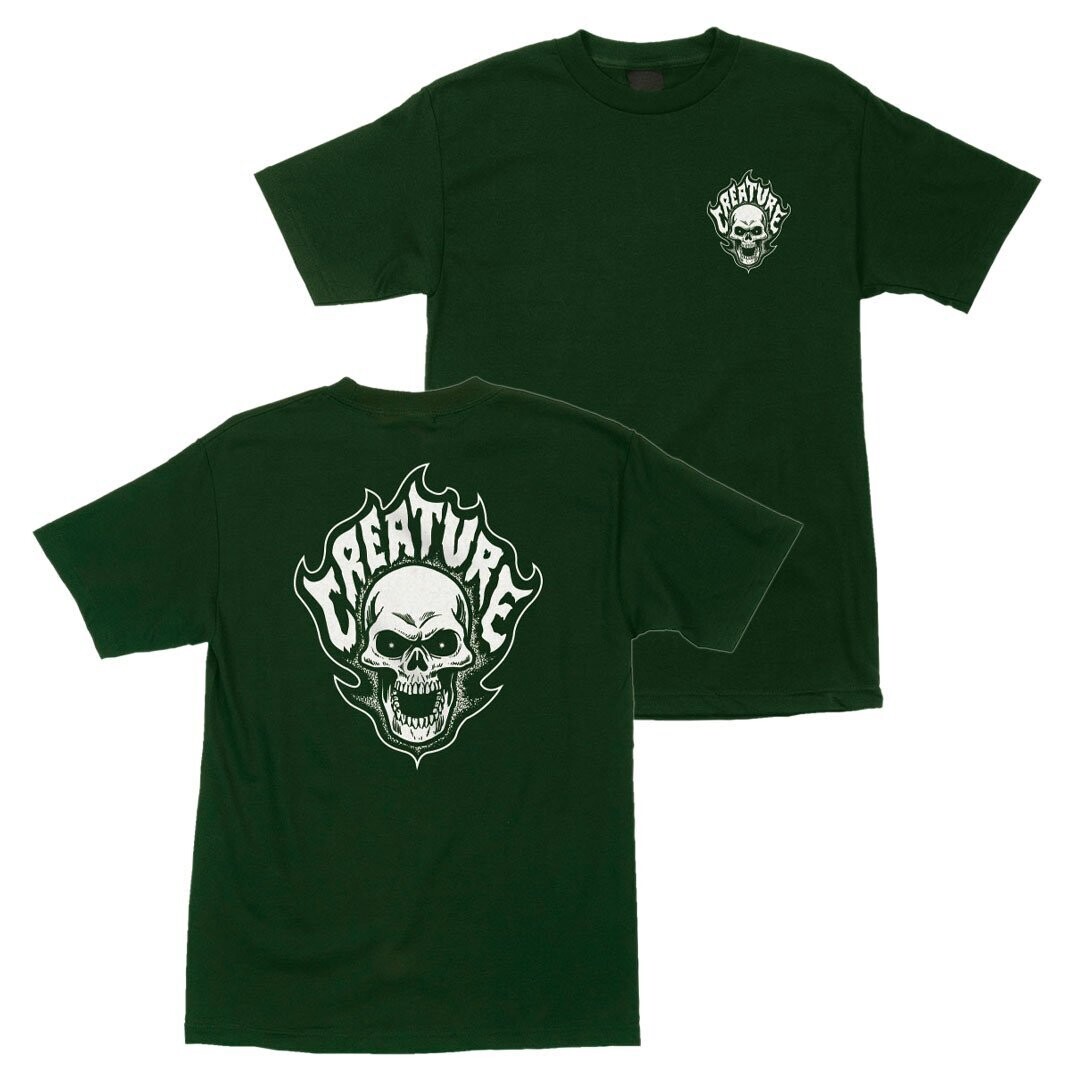 CREATURE T-SHIRT BONEHEAD FLAME FOREST GREEN